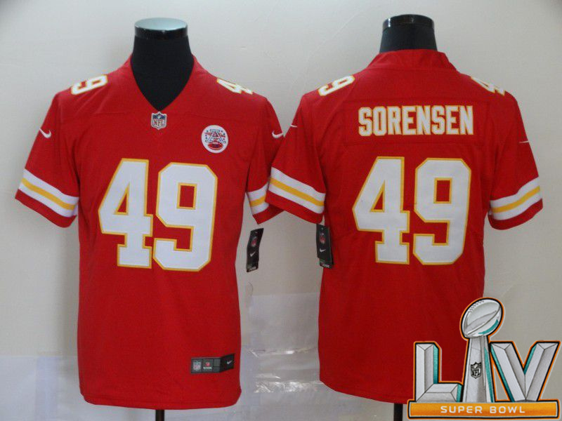 Super Bowl LV 2021 Men Kansas City Chiefs #49 Sorensen Red Nike Vapor Untouchable Limited NFL Jersey